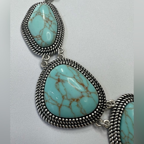 Premier Designs Sterling Silver reversible Turquoise silver Necklace - Picture 11 of 14